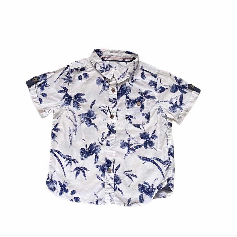 Zara tropical floral button down shirt 9-12M